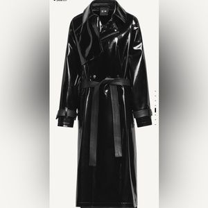 New Ivy Park Latex Trench coat Unisex SZ Large Ivy Noir